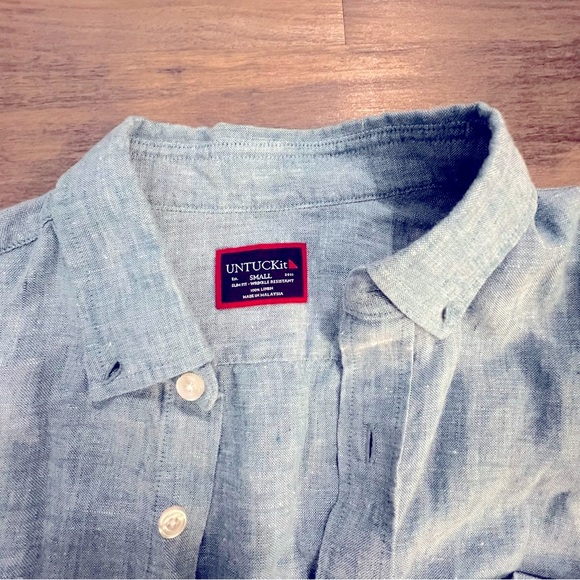 UNTUCKit Men’s 100% Linen Small Slim Fit Button Up Shirt - Picture 8 of 8
